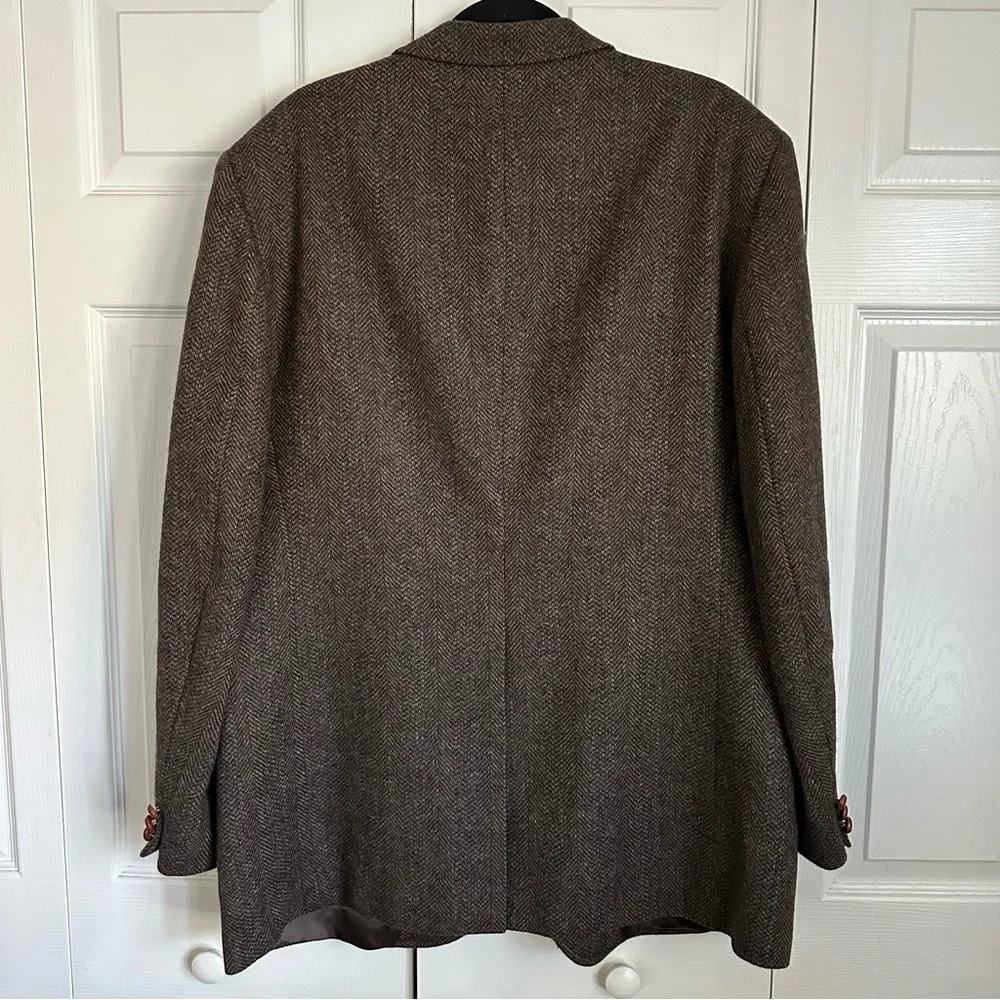 English Manor Blazer Mens 46 Herringbone Tweed Sport Coat Equestrian Heritage - Picture 4 of 13